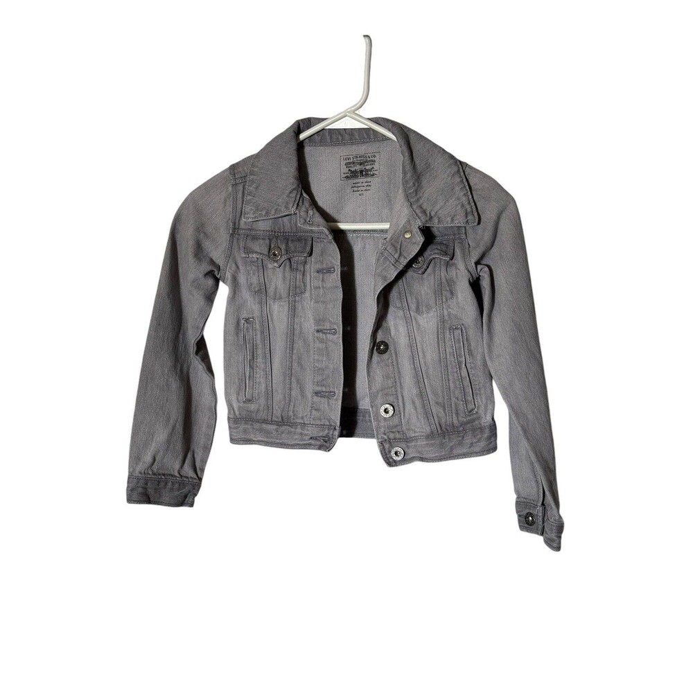 Levi's Girls Denim Jean Jacket Blue Gray Button Front Size 7 Small EUC